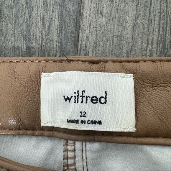Aritzia Wilfred Constant Camel Faux Vegan Leather Pants SZ 12 Tall - Picture 5 of 16